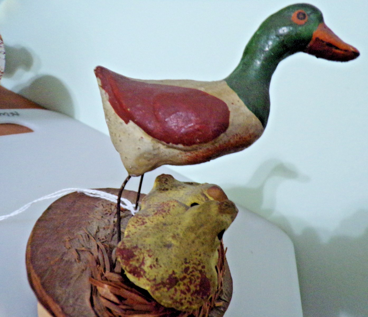 MALLARD DUCK UNIQUE CANDY CONTAINER Paper Mache Hand Painted 6-1/2″ x 3-3/4″