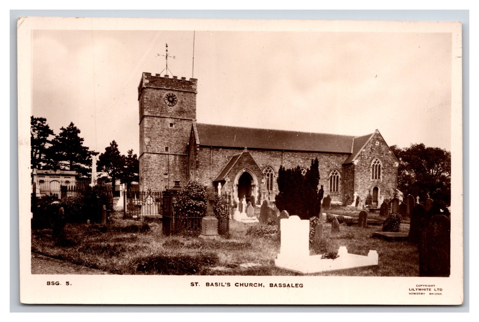 RPPC St Basil’s Church and Cemetery Bassaleg Wales UNP Postcard XA12