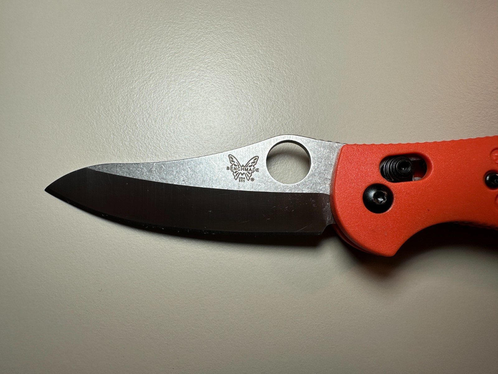 Benchmade 555 Mini Griptilian Orange Nylon Grivory Stainless Folding Knives