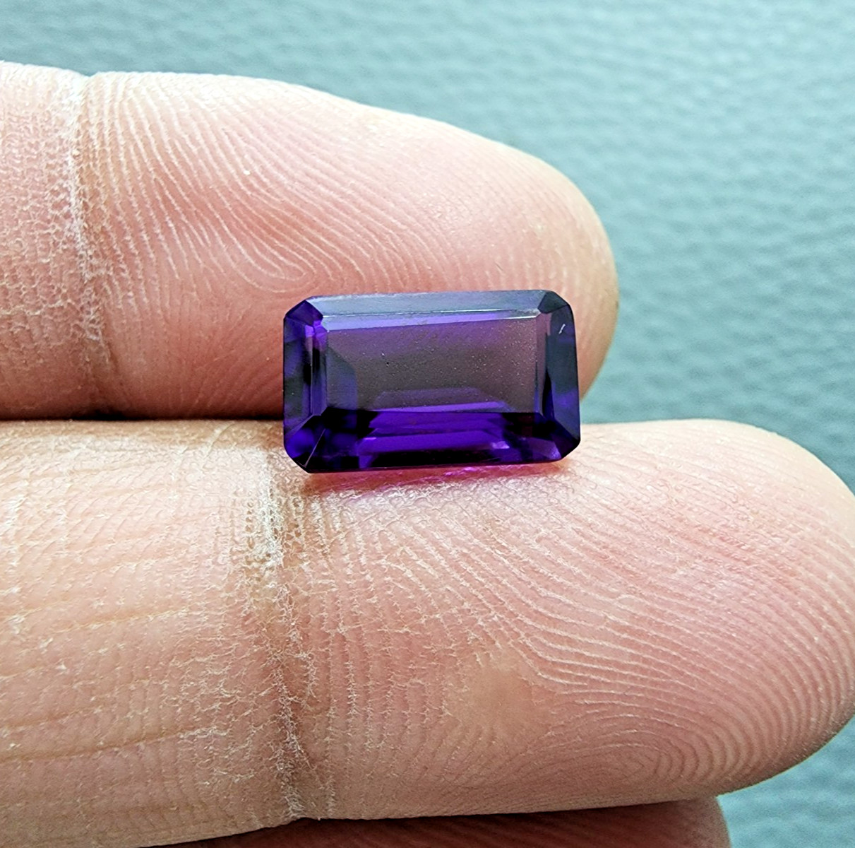 Gorgeous Purple Amethyst 3.80 Ct Emerald Cut Lab-Created Loose Gemstone Ring