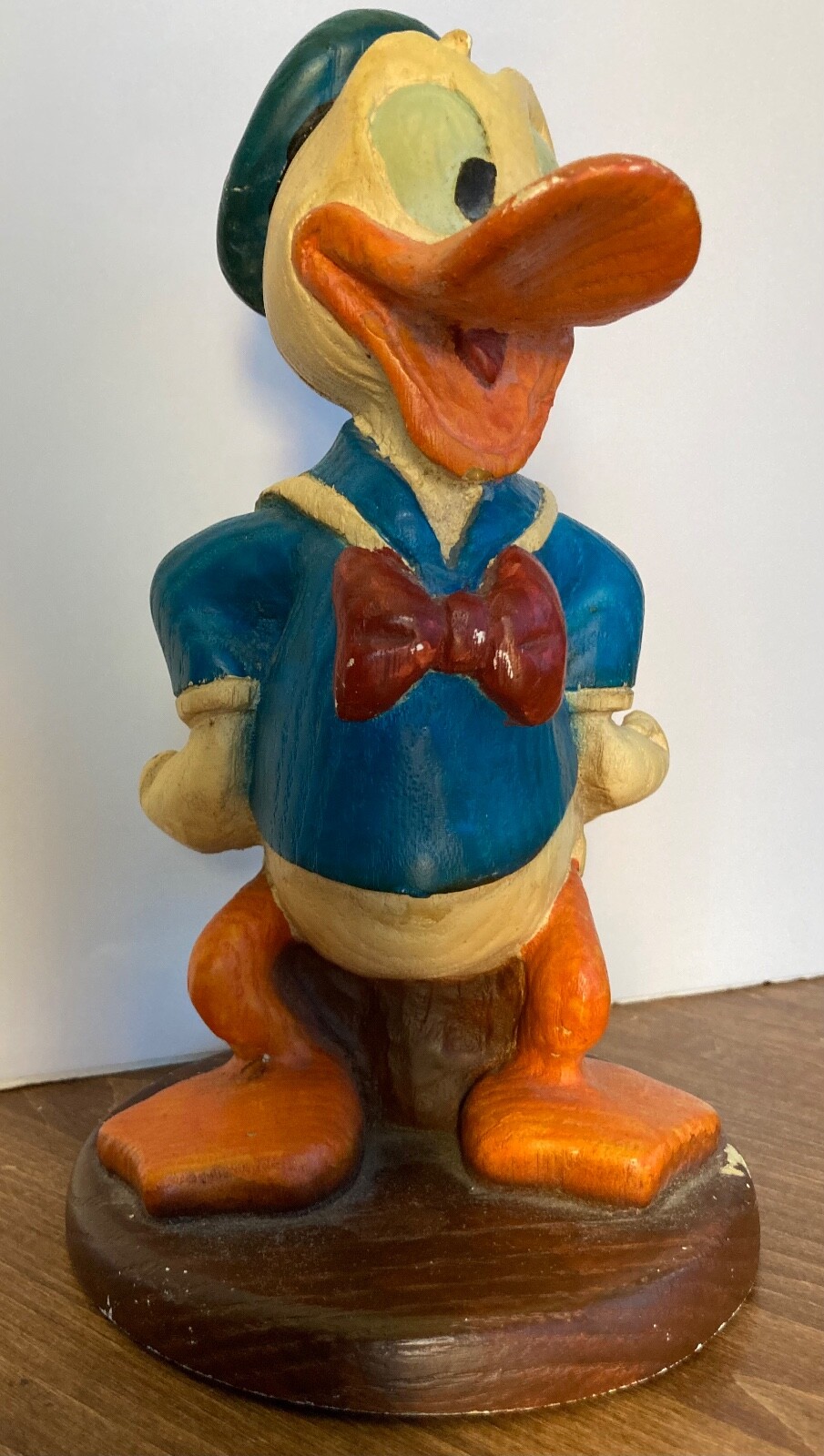 Donald Duck Wood-like Statue, Walt Disney Character, 9 Inches Tall