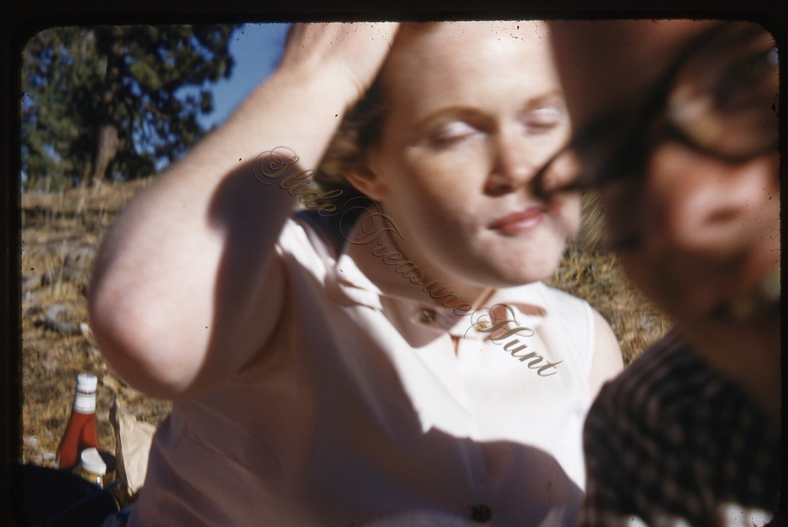 Close Up Woman Man Glasses 1950s 35mm Slide Red Border Kodachrome