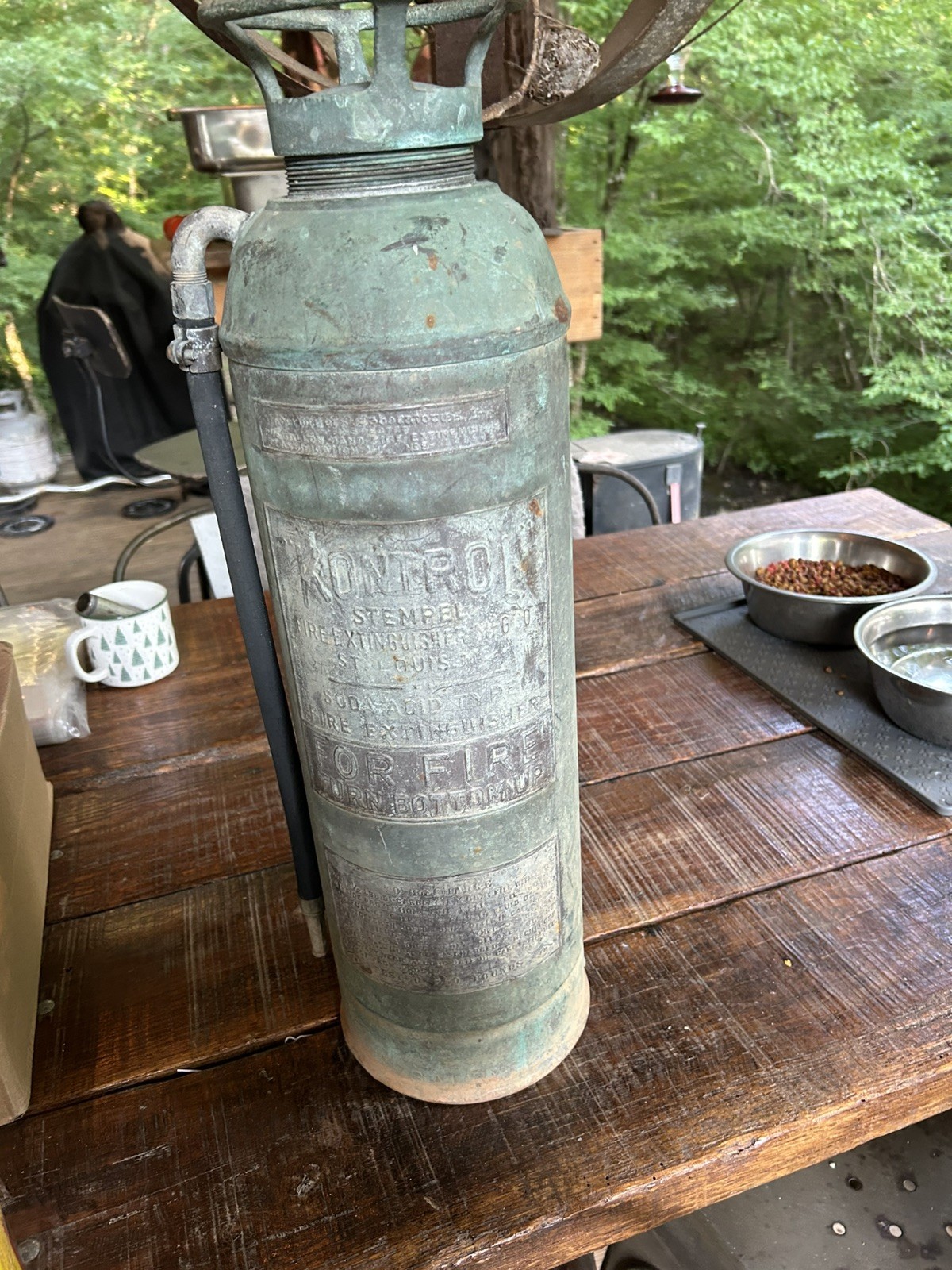 Old Copper KONTROL STEMPEL Fire EXTINGUISHER St Louis , Maryland VTG very old