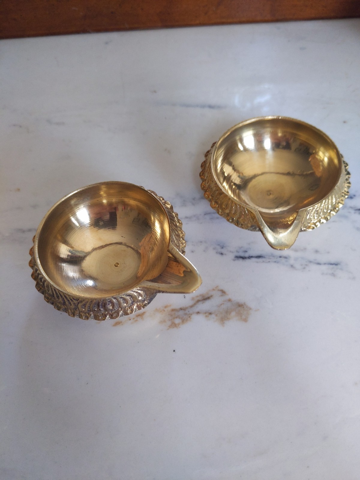 2 Brass Kuber Diyas Oil Lamp -Hindu Puja -Religious Diwali Gift Christmas Home