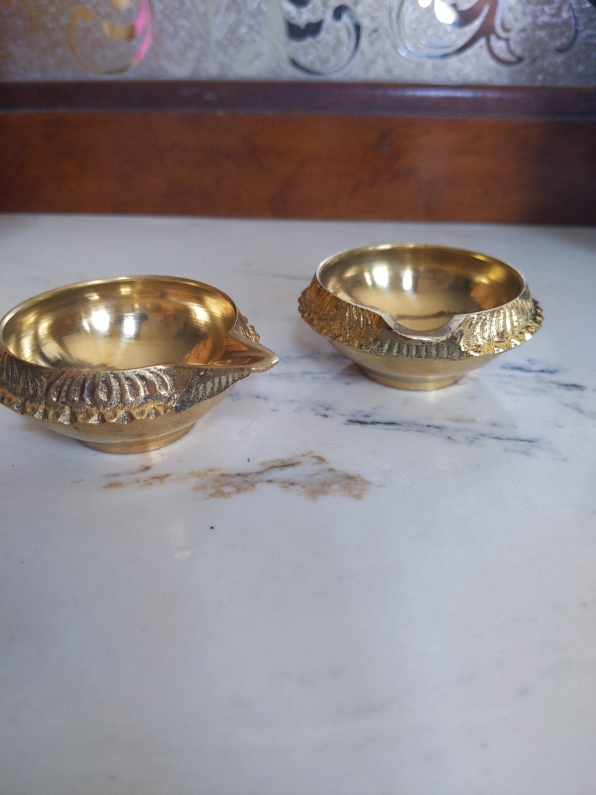 2 Brass Kuber Diyas Oil Lamp -Hindu Puja -Religious Diwali Gift Christmas Home
