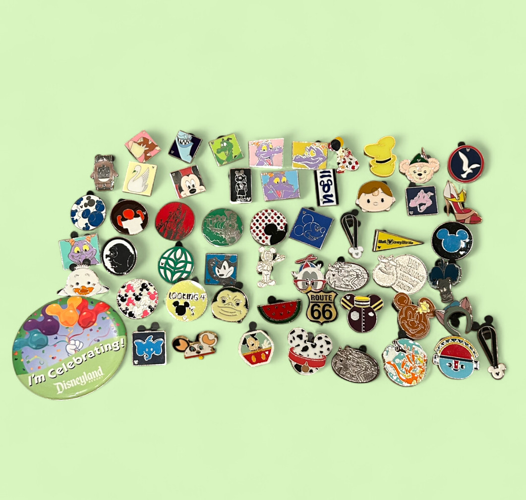 Disney Trading Pins Lot of 54 – Vintage with Black Mickey Mouse Backing