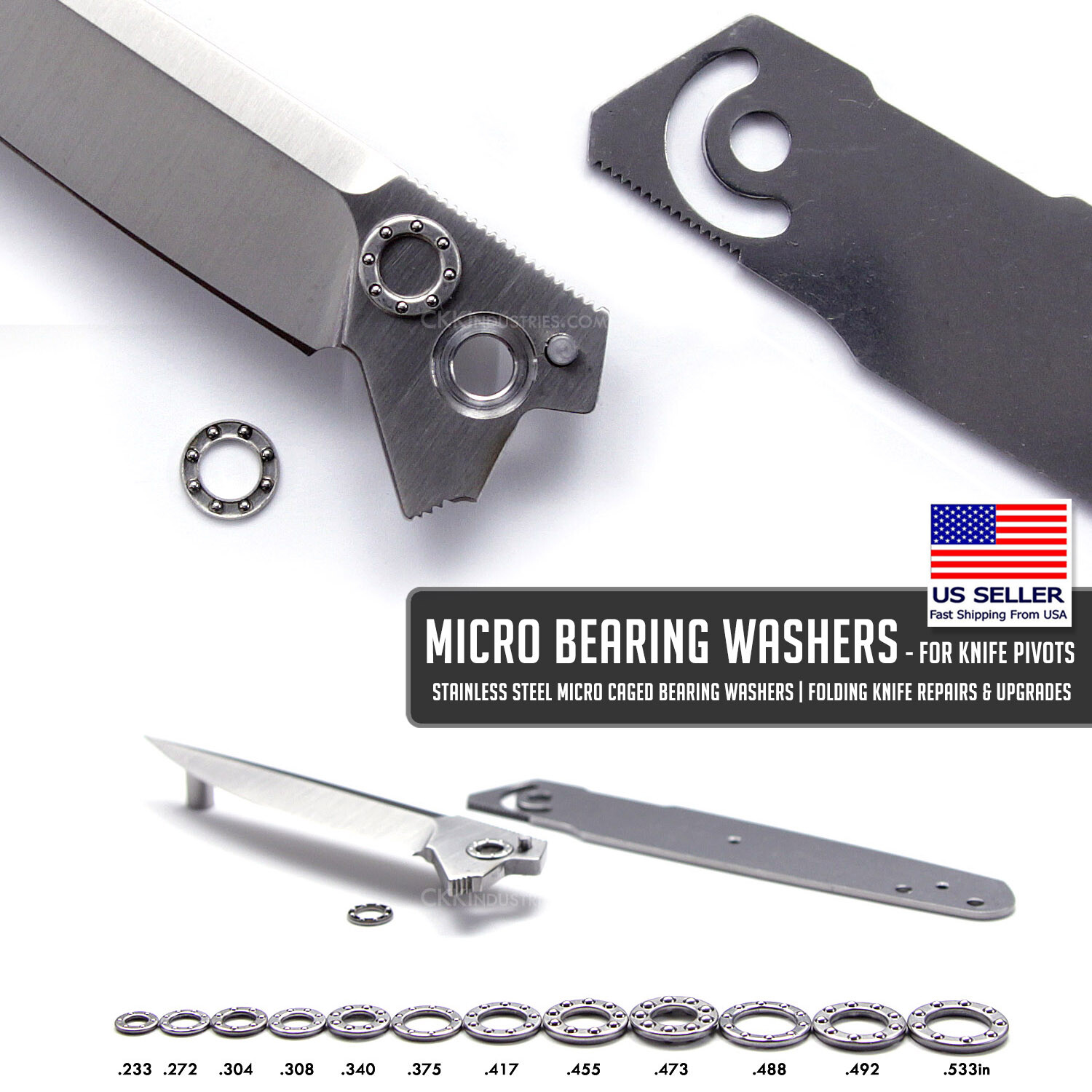 Micro Bearing Washers for Knife Pivots – (Select Size) – (Stainless Steel)