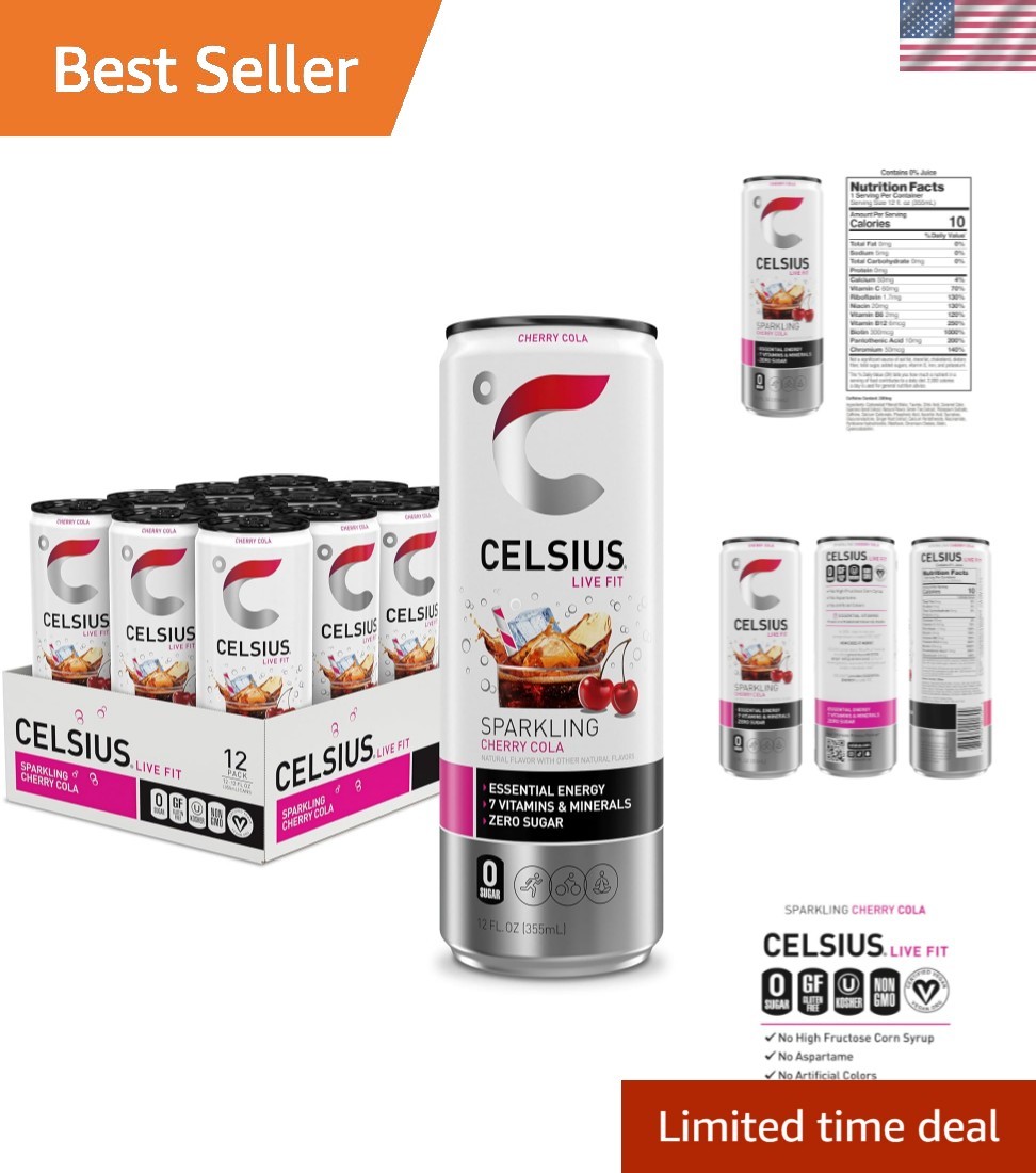 Sugar-Free Sparkling Cherry Cola Energy – 12 Slim Cans, & Gluten-Free