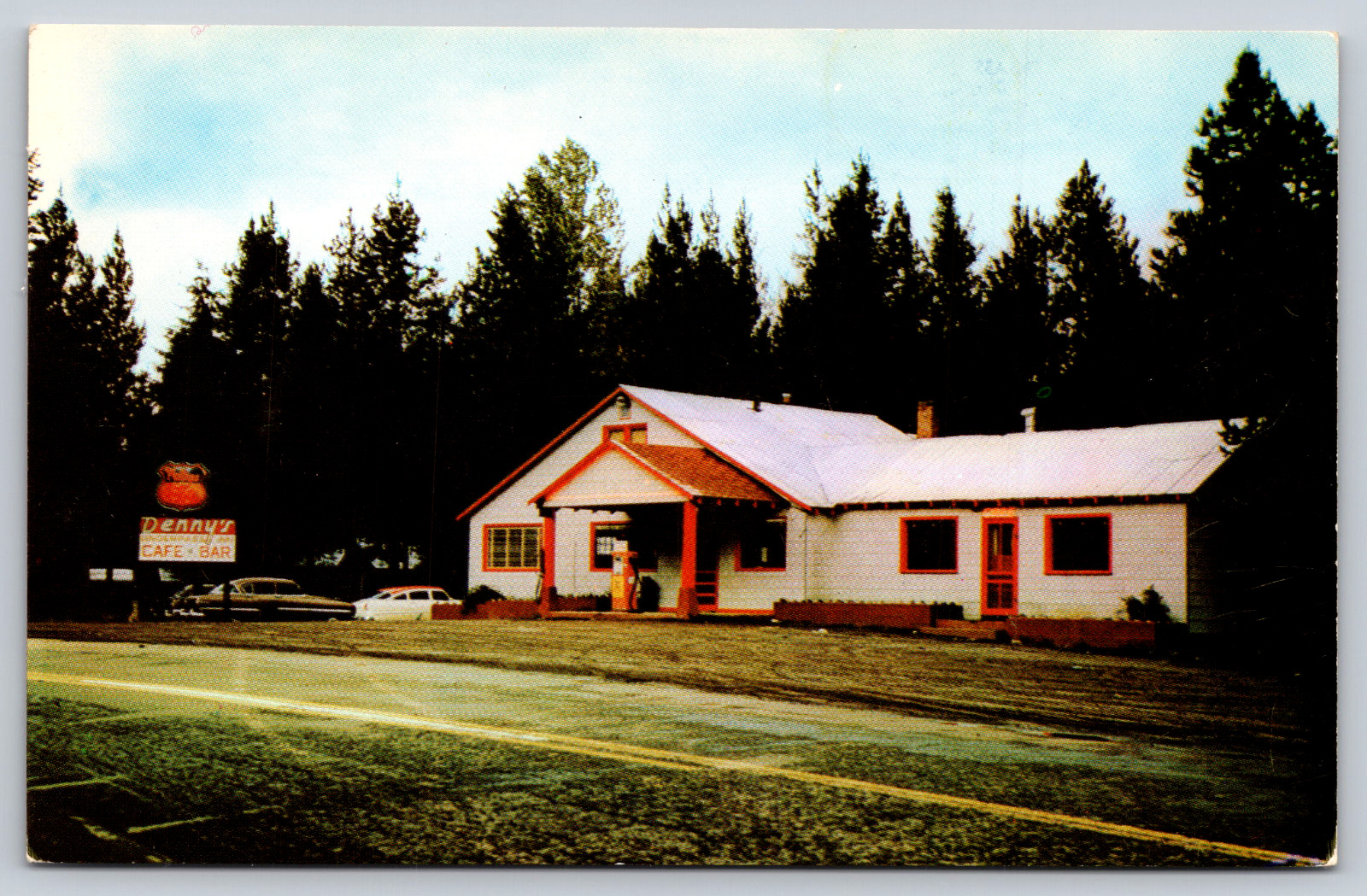 Postcard Denny’s Underpass Inn Kate & Denny Dinsmore Essex Montana Gas Pump