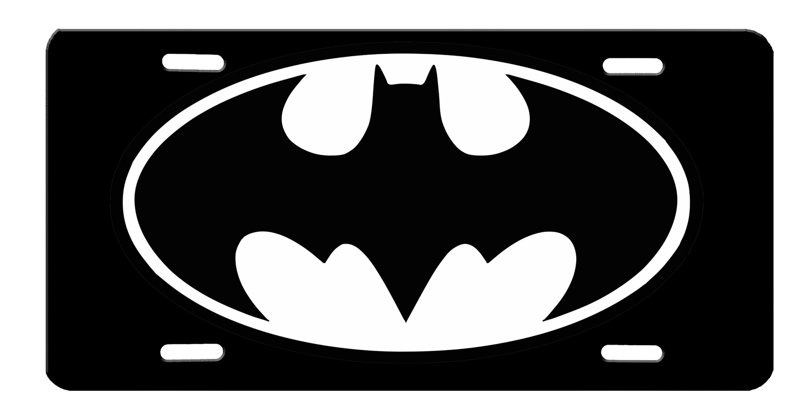 Batman Symbol Black and White High Gloss Aluminum License Plate