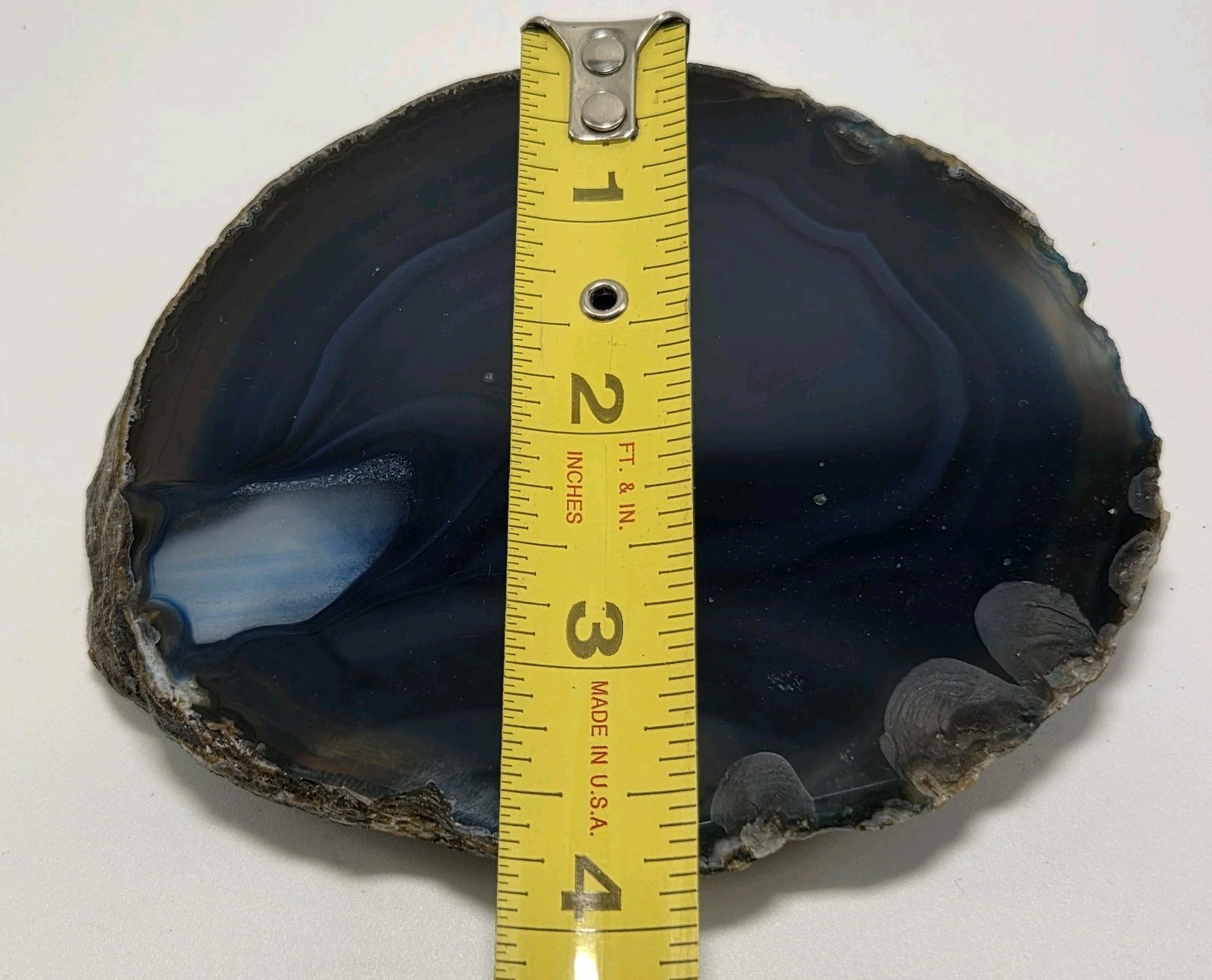 Blue White Gray Agate Slice Geode Polished Crystal Quartz Gemstone Healing