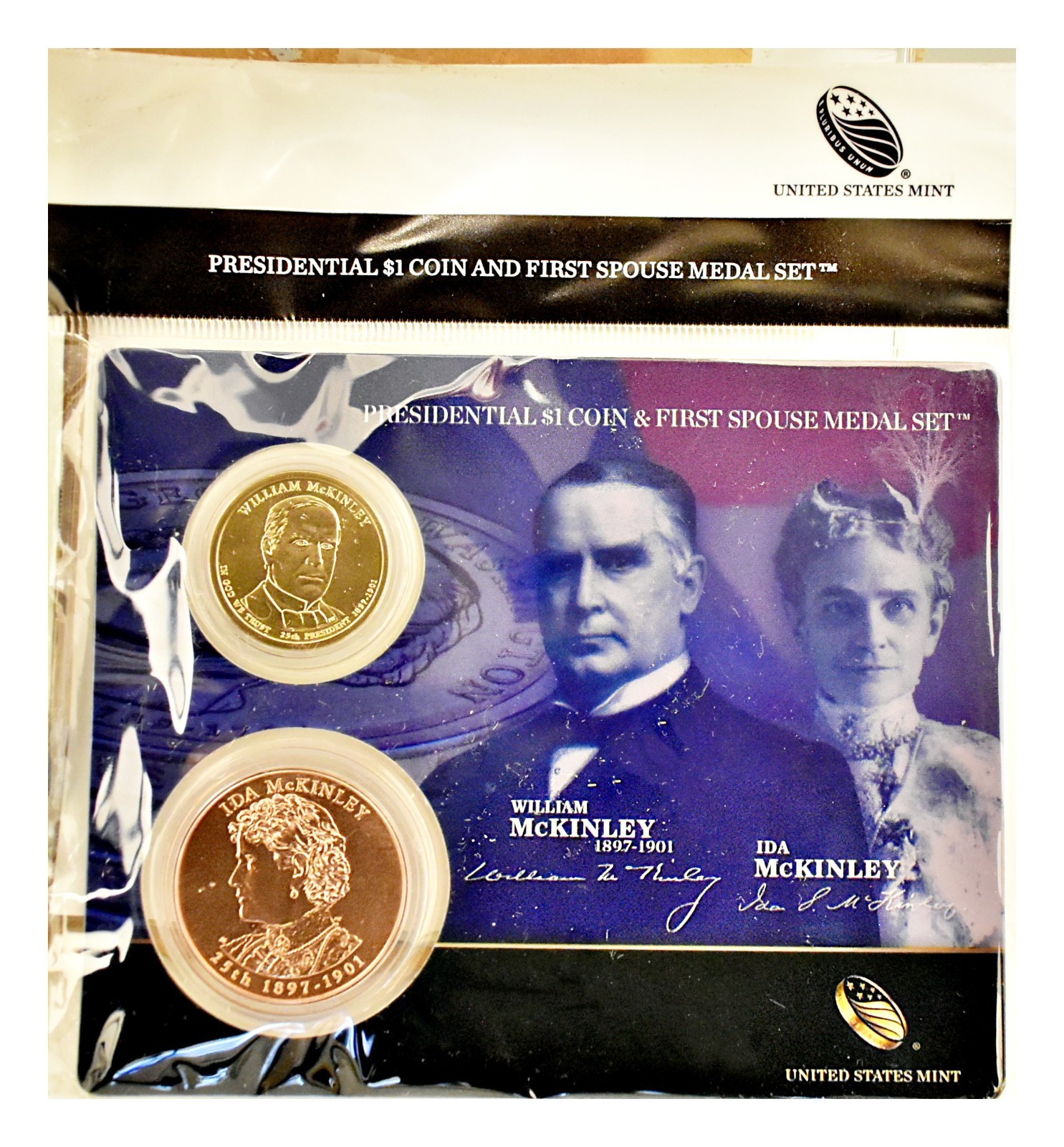 2013 William McKinley Presidential $1 Dollar Coin and First Spouse Medal Set