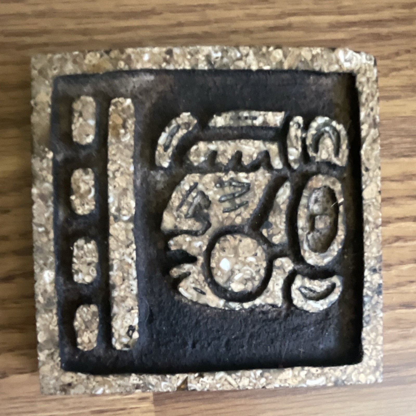 Square Ceramic Tile Raised Relief Glazed Finish Black & Gold Abstract Art