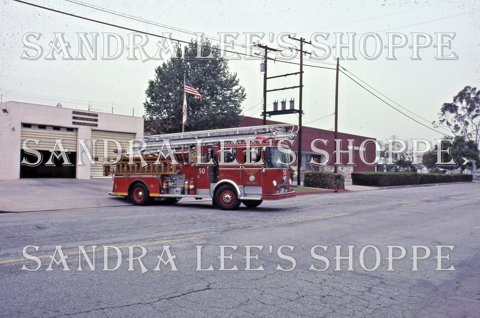 Fire Apparatus Slide 2001 LACFD Commerce 1980 Crown Engine 50 Station 50 #9110