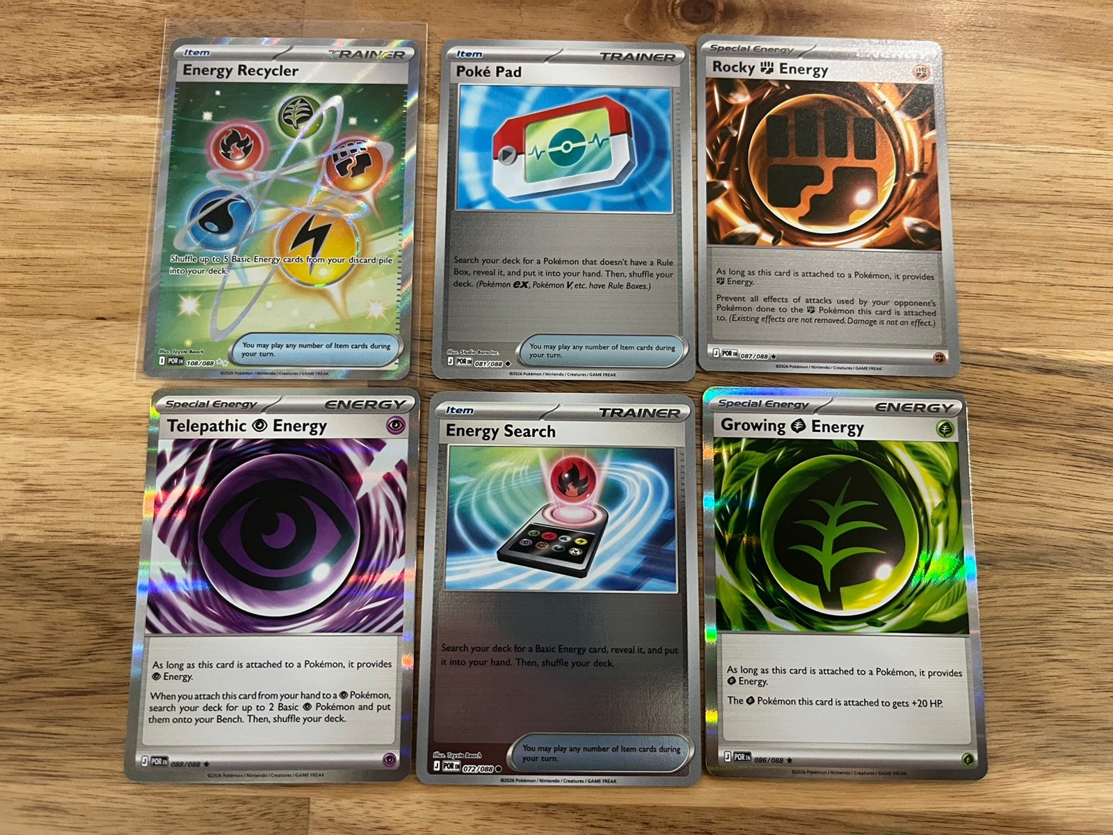 Pokemon Perfect Order 6 Card Holo Lot Energy Recycler Poke Pad, Energy Search