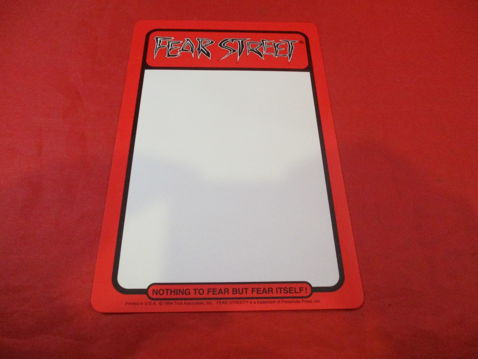 R.L. Stine Fear Street Books “Nothing To Fear But Fear Itself” 1994 Promo Sign