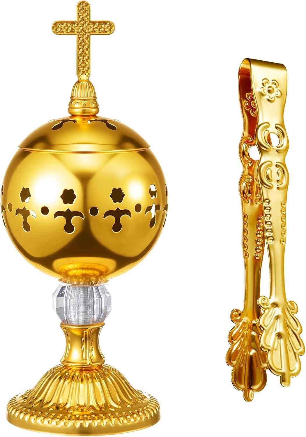 Catholic Incense Burner with Tong Charcoal Polished Metal Brass Censer Holder…