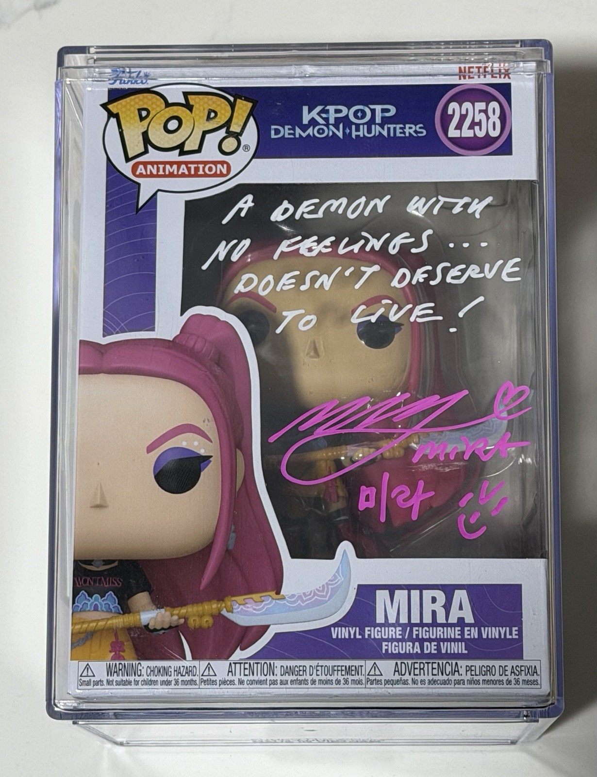 K-Pop Demon Hunters Mira May Hong Signed Funko 2258 W/ JSA Authentication