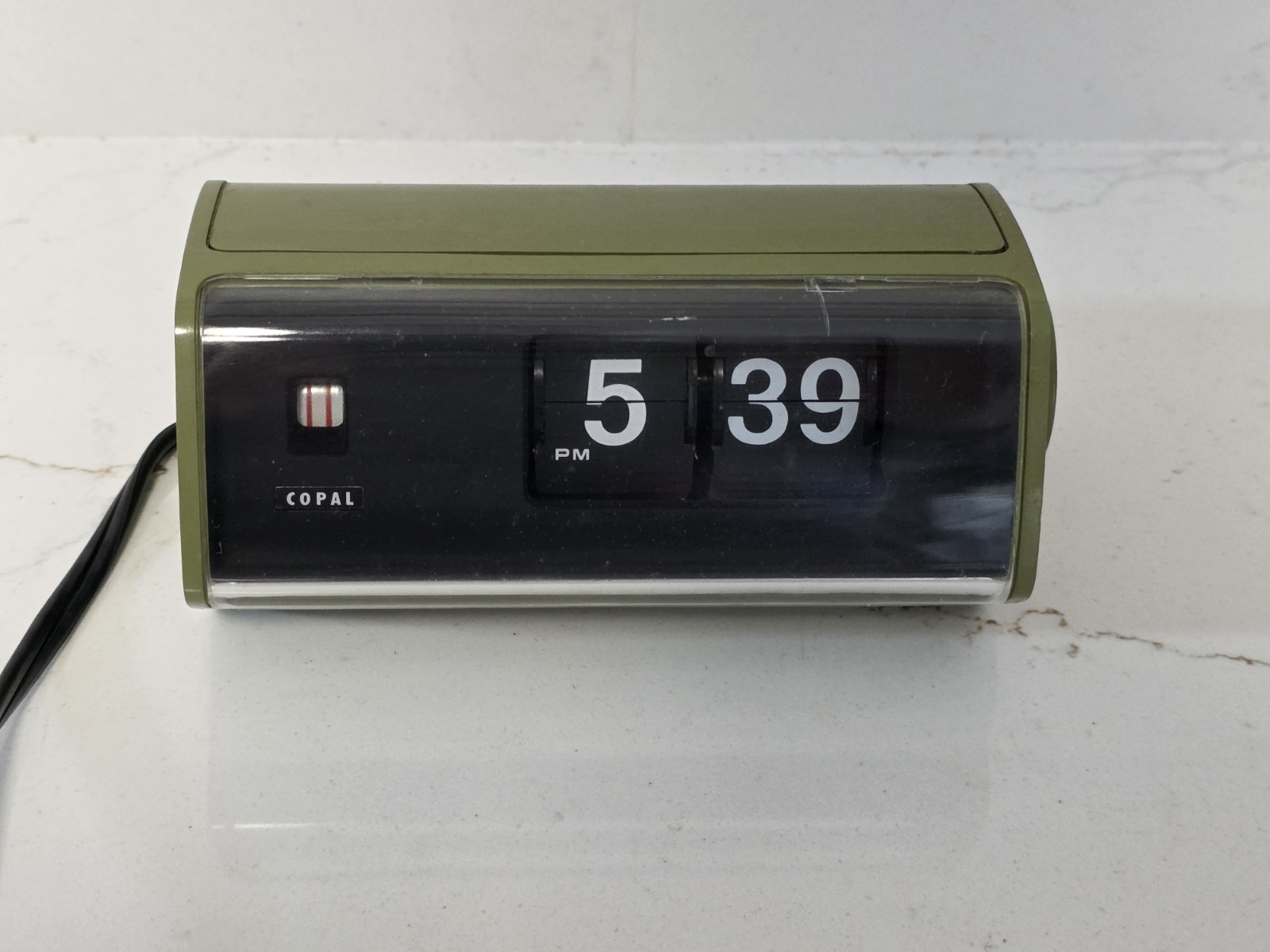 Vintage Copal 222 Mini Flip Clock Olive Green Retro Small 60Hz Japan Works RARE