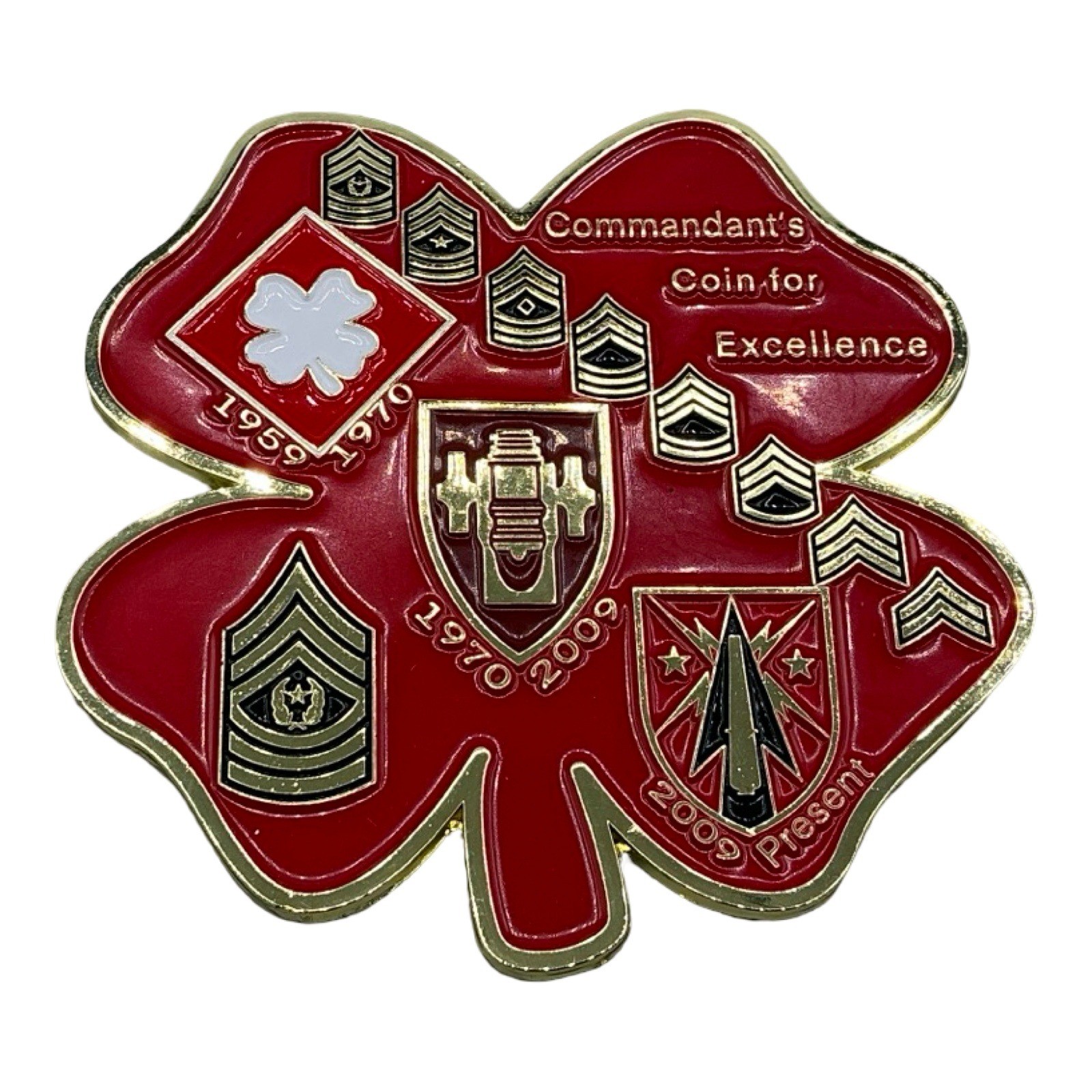 US Army Commandant’s Coin for Excellence NCOA Challenge Coin Red Clover