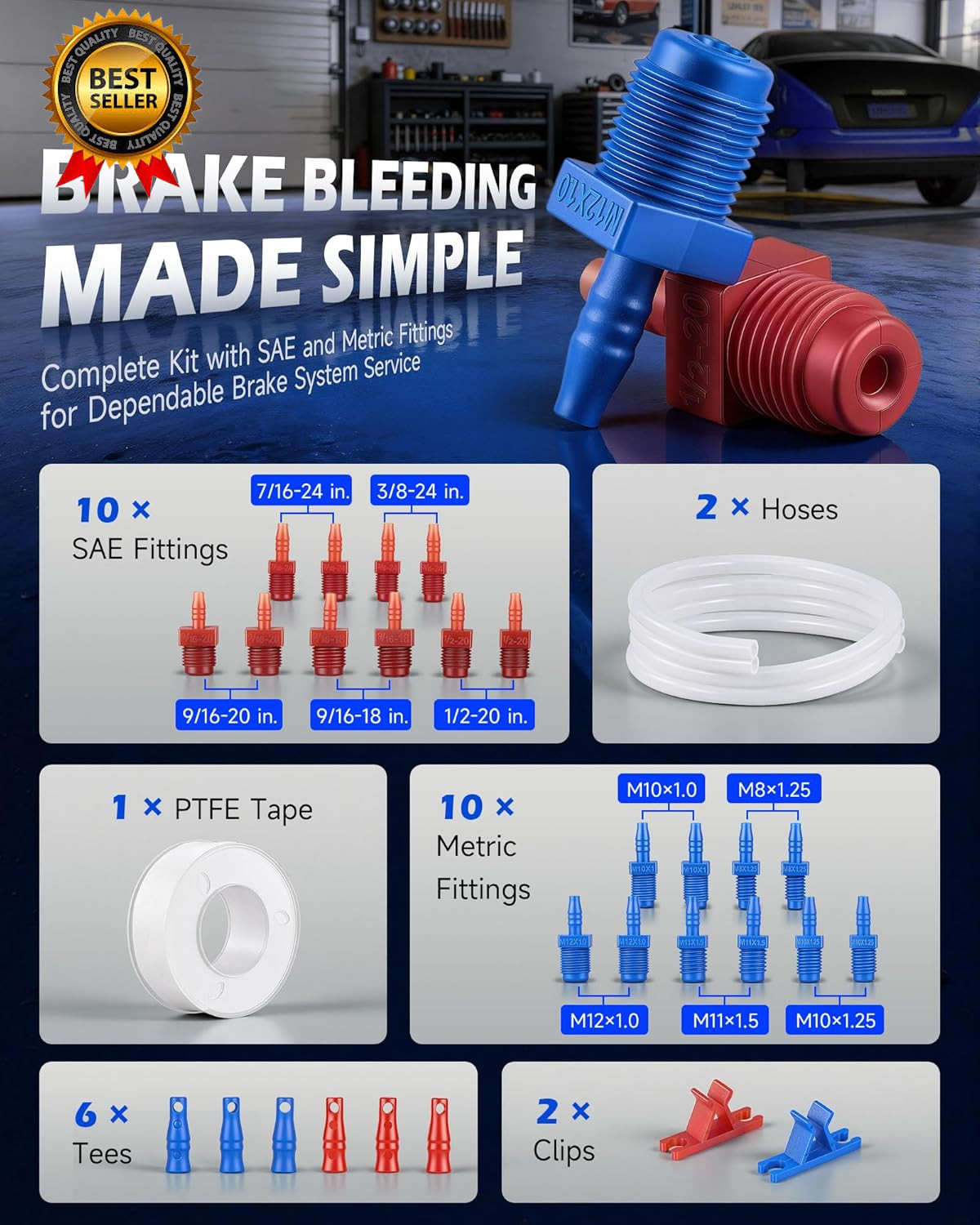 Master Cylinder Bleeder Kit Compatible with 14151, 31Pc Complete Brake Bleeder T