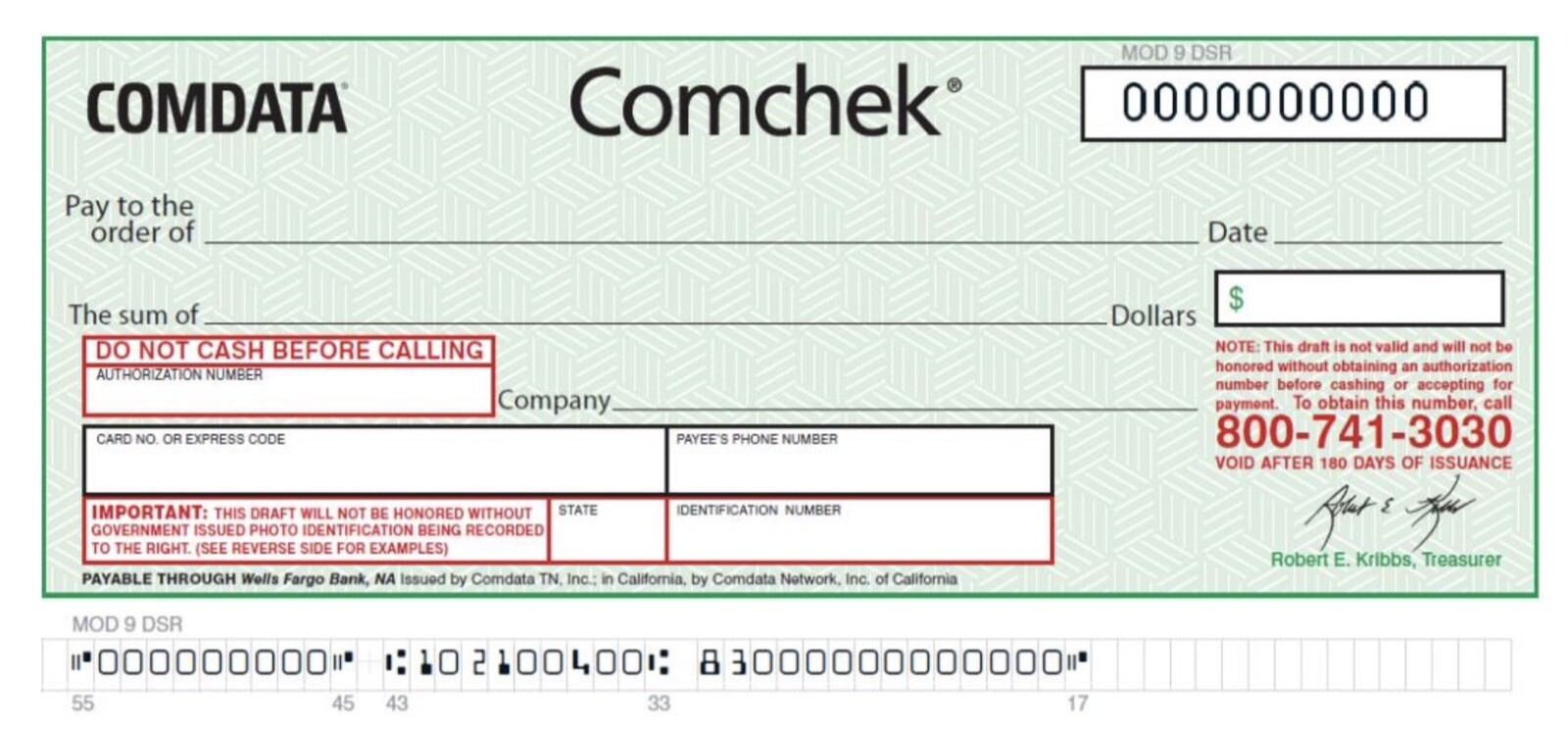 BLANK Green COMDATA Comchek – 40 Pack *FREE SHIPPING* Comcheck