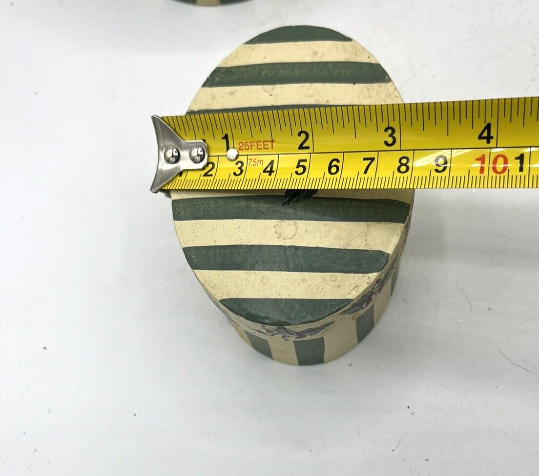 Christmas Decorative Stacking Nesting Cardboard Boxes Green Stripes Lot of 4 VTG