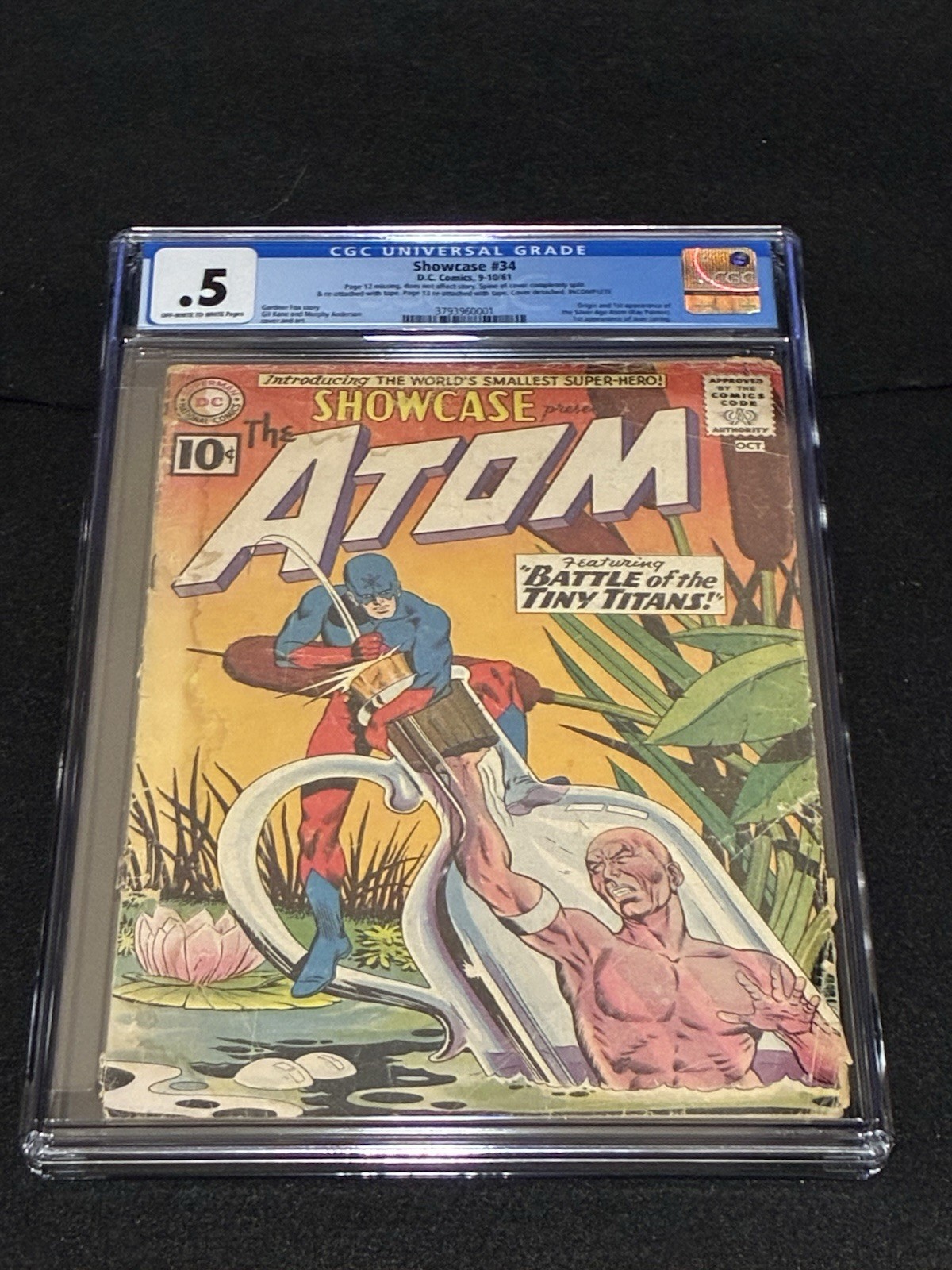 SHOWCASE #34 CGC .5 OFF WHITE TO WHITE PAGES 3793960001 ATOM COVER *PLEASE READ*