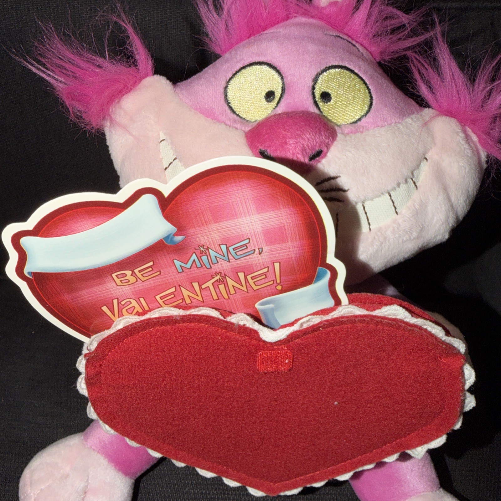 Vintage Disney Store Alice in Wonderland Cheshire Cat Valentine Plush CLEAN!