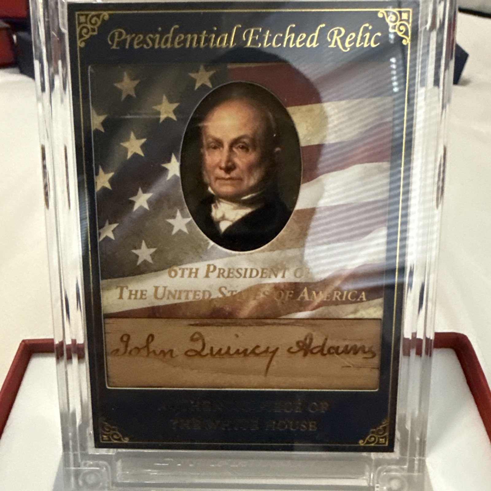 Word From POTUS John Quincy Adams Etched Signature White House Relic Rare /47