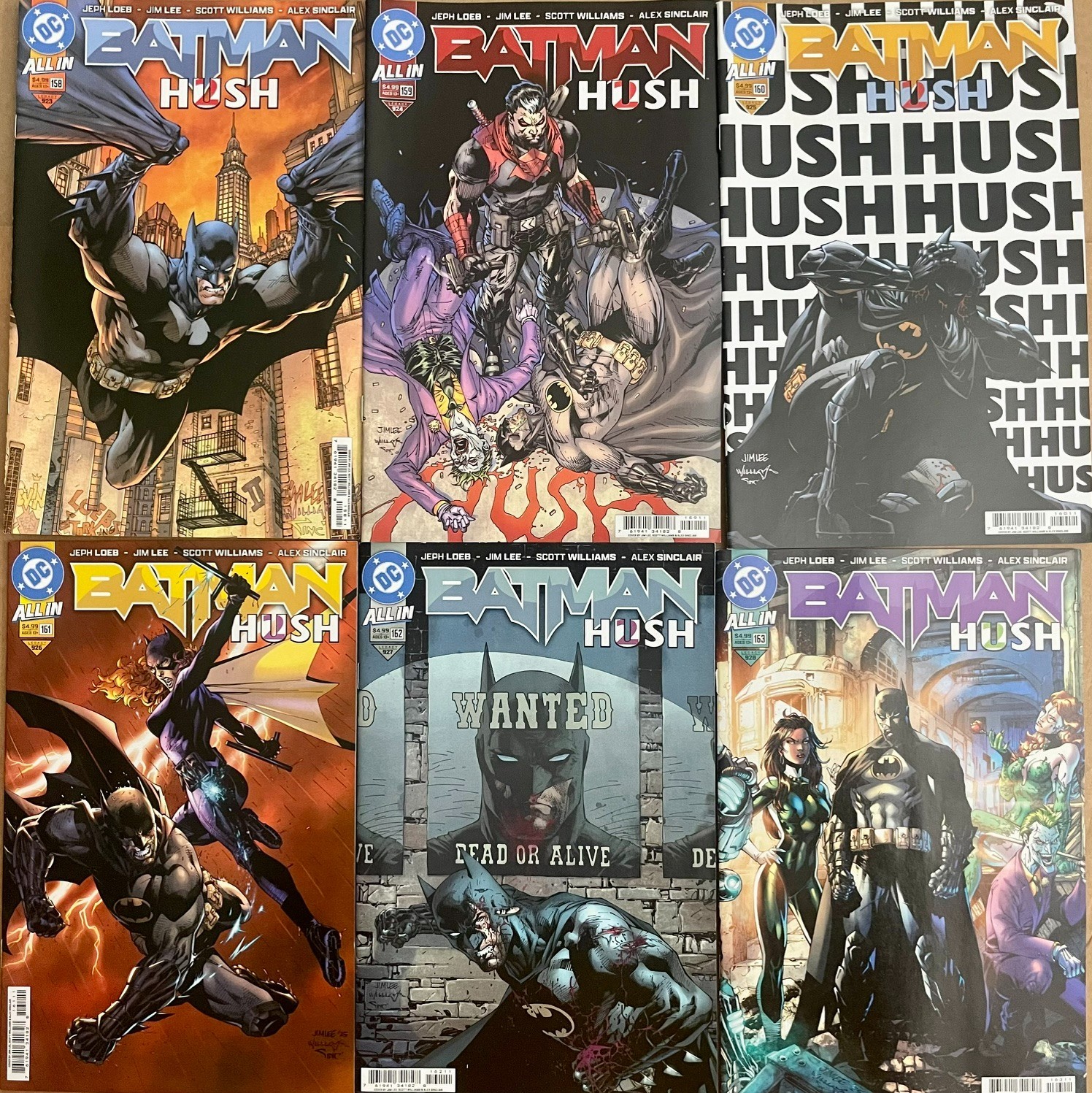 SET: Batman #158-163 DC H2SH Jim Lee Jeph Loeb 1st prints Hush 2 COMPLETE 2025