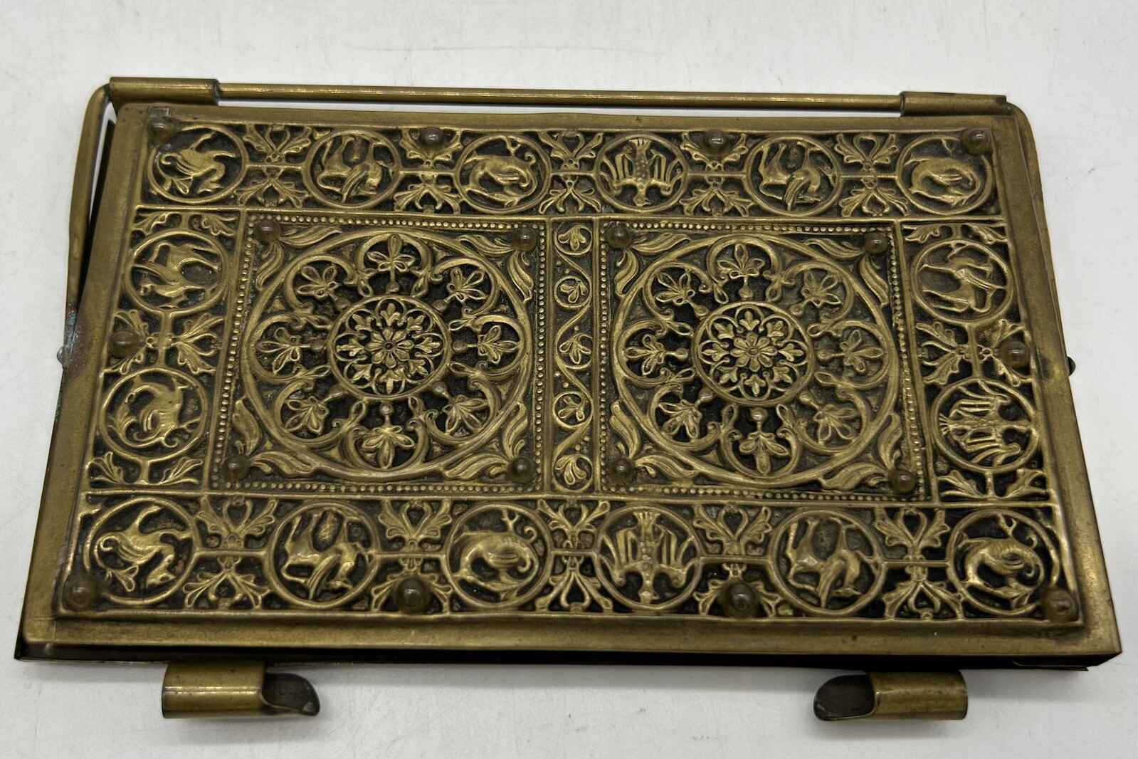 Vintage German Brass Pen and Pad Holder, Game, Bridge