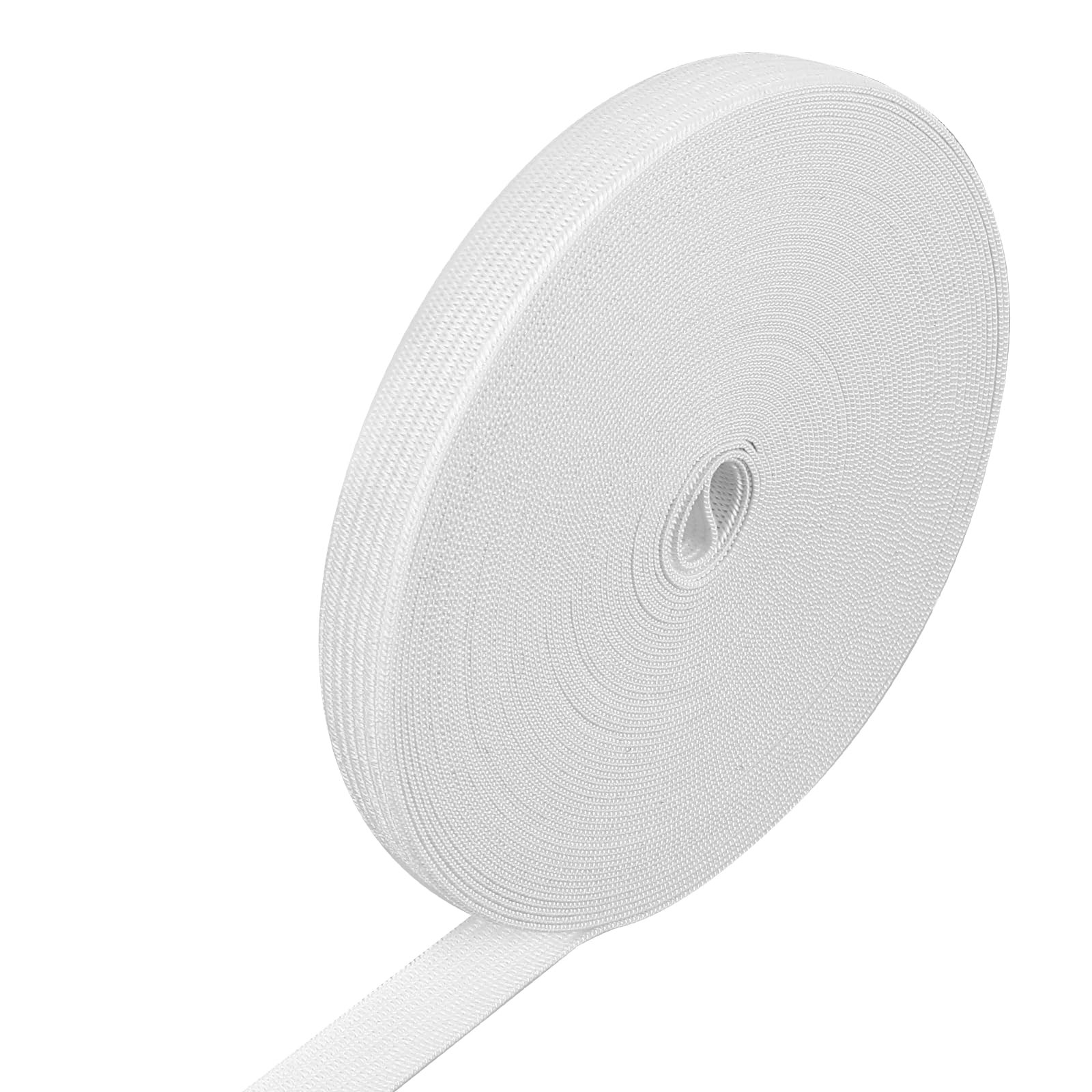 JIYIN 10Yard Elastic Band for Sewing, 1/2 Inch Width Flat White