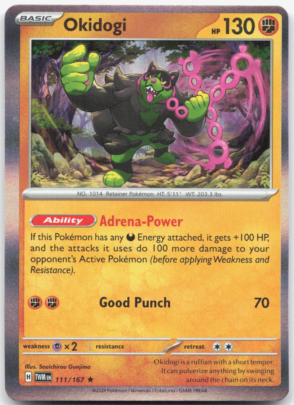 OKIDOGI 111/167 Twilight Masquerade Pokemon Holo Rare Near Mint