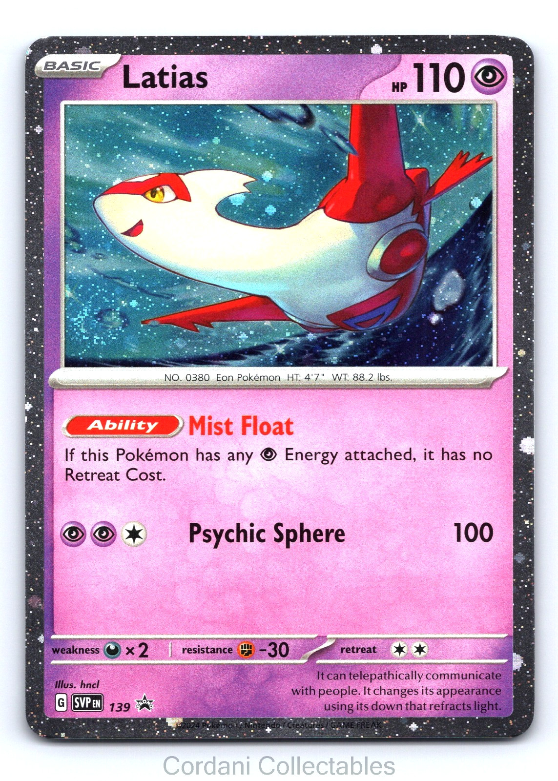 Latias SVP139 Cosmos Holo Black Star Promo Pokemon Near Mint