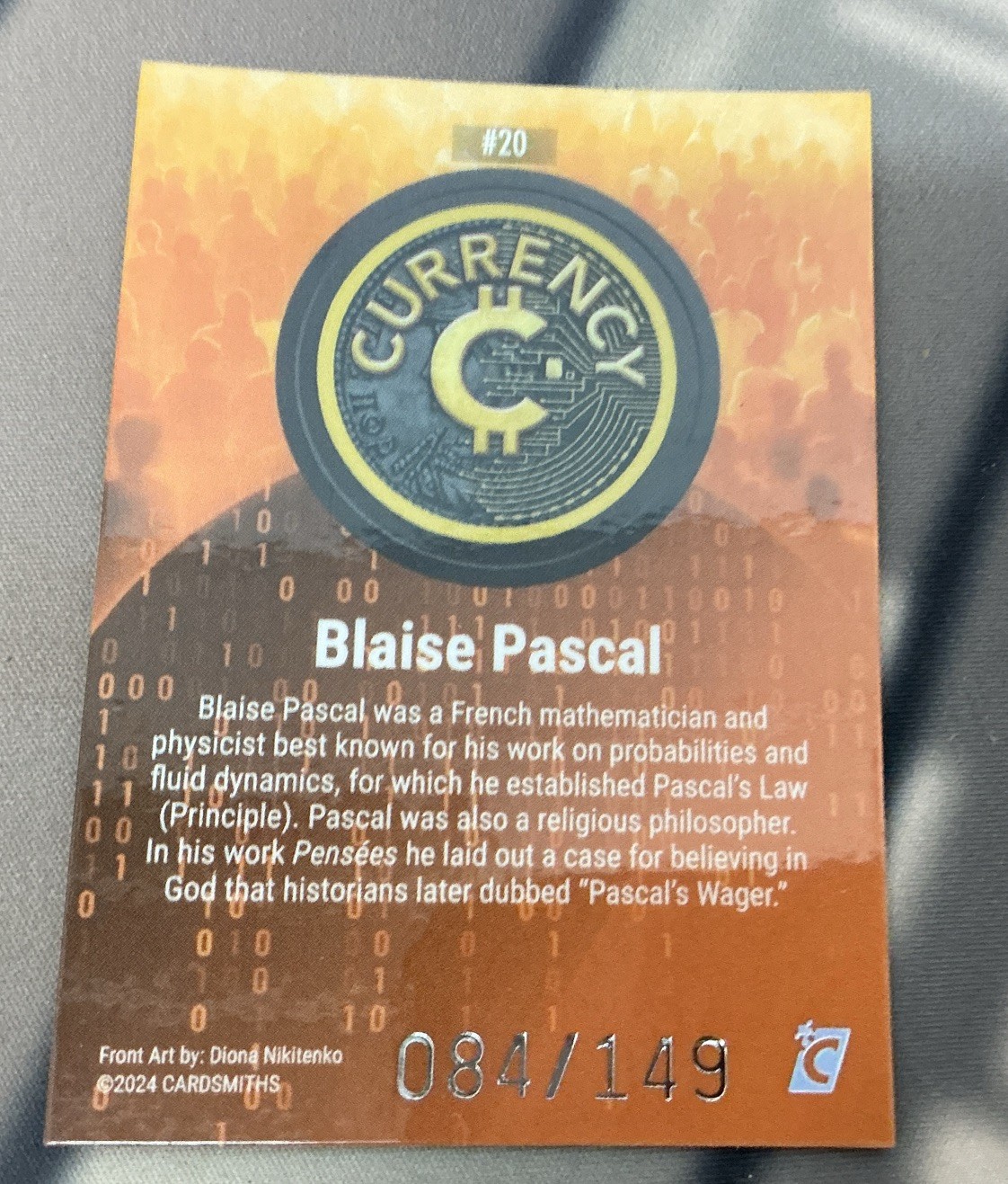 2024 Cardsmiths Currency Blaise Pascal #20 Orange Prizm #84/149
