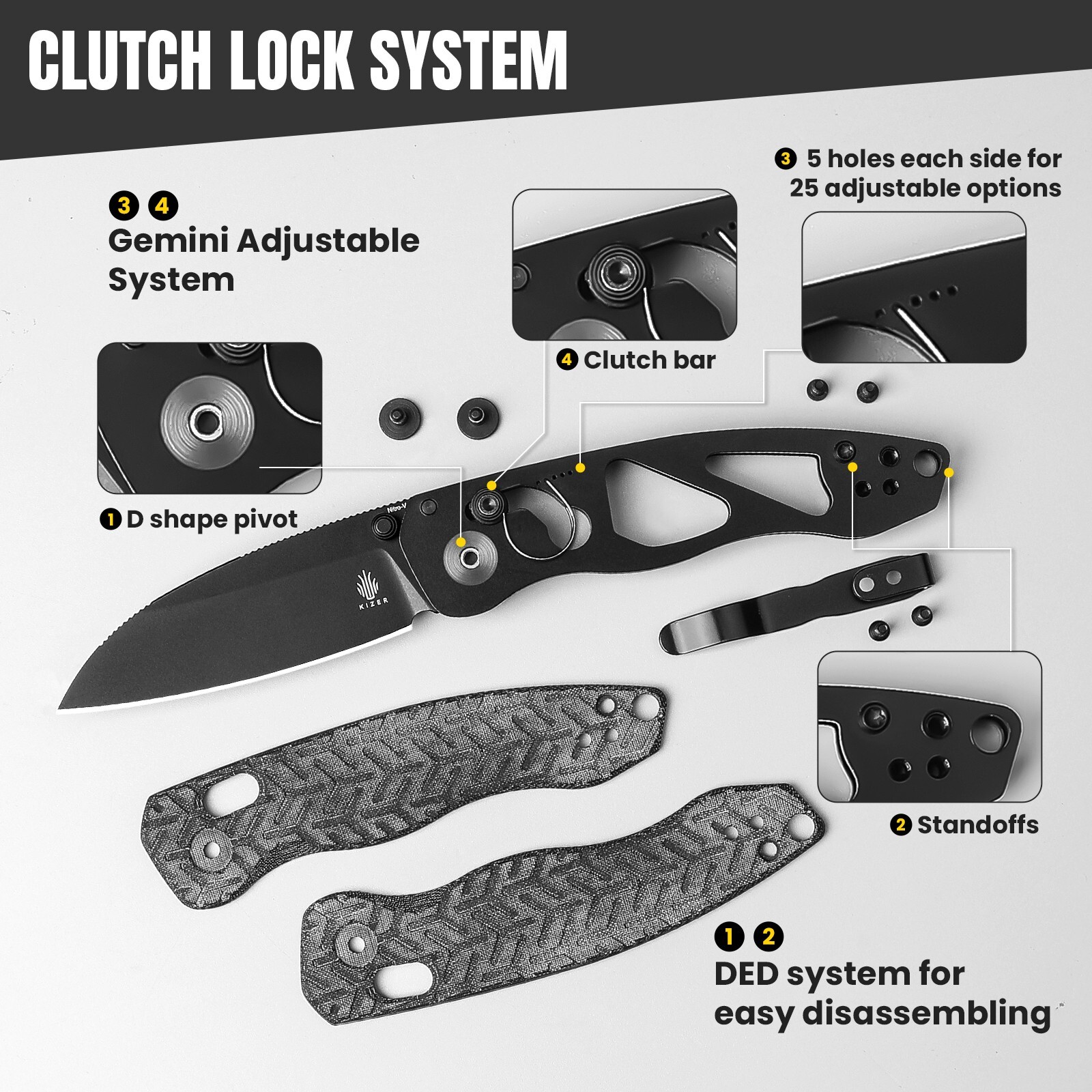 Kizer Exist Folding Pocket Knife 154CM/Nitro V Steel Aluminium/Micarta Handle