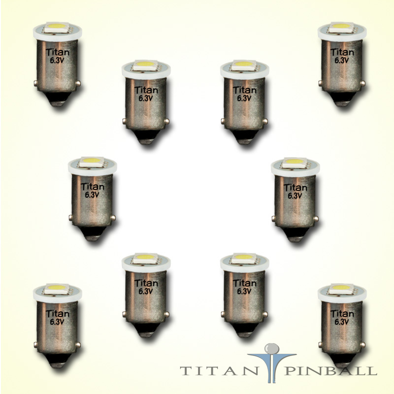 (10 Pack) – 6.3 Volt LED Bulb 1 SMD 44/47 Base (BA9S) Pinball – WARM WHITE