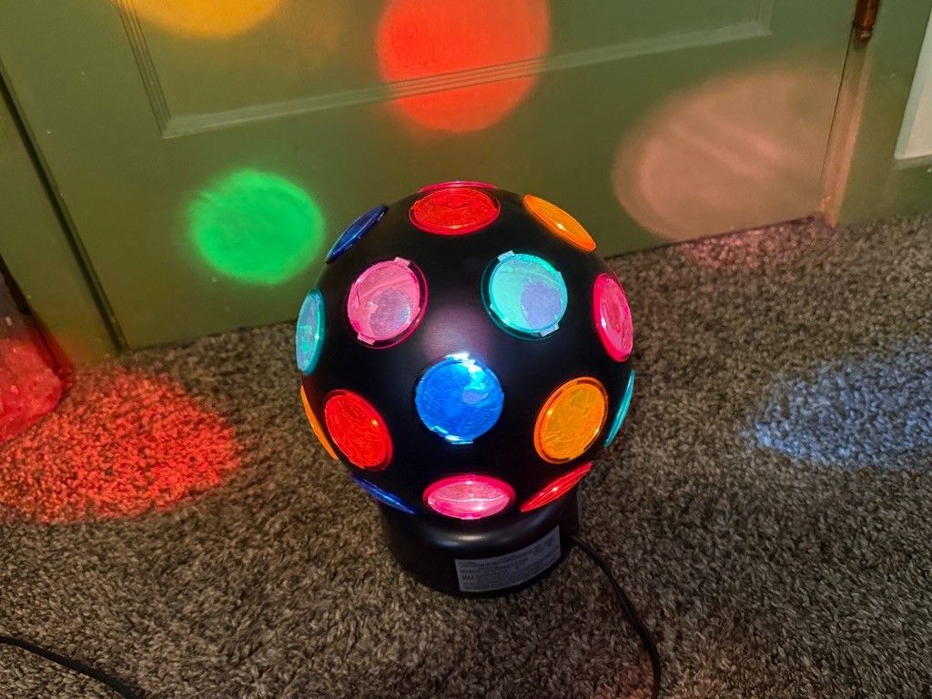 7″ Disco Ball Light Dance Party Rotating China 17793-000 Corded 120v Groovy READ