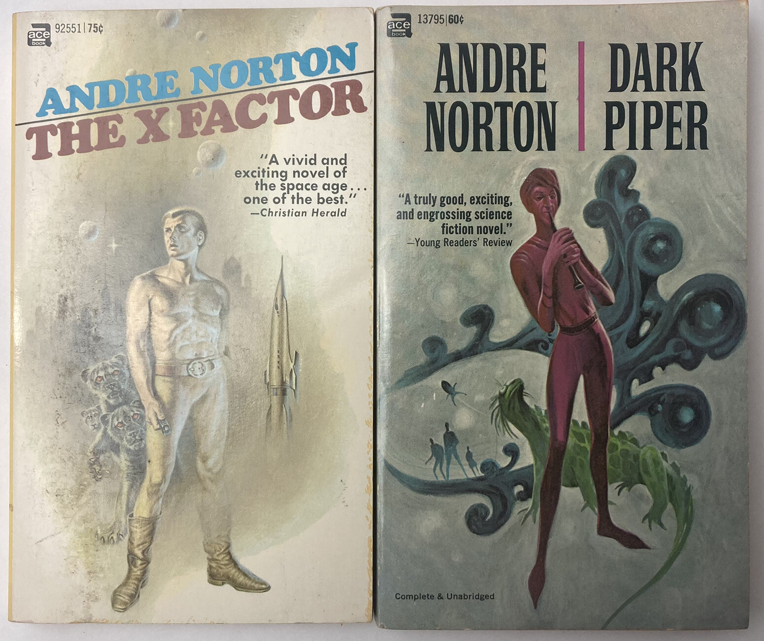 Andre Norton Lot 2 Sci-Fi Paperback Xfactor Dark Piper Jack Gaughan Illustration