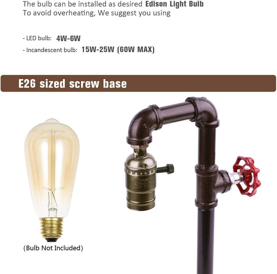 2 Pack Industrial Table Lamp Retro Steampunk Water Pipe Lamp for Coffee Bedroom