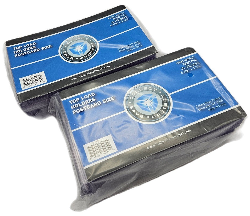 (50-Count) CSP Postcard Size Toploaders – Rigid Topload Holders Archival Safe
