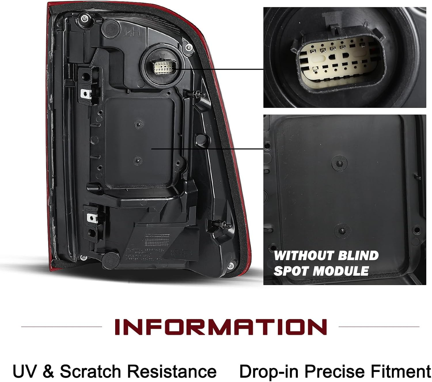 LED Tail Light Assembly Compatible with 2019-2024 Dodge Ram 1500 without Blind S