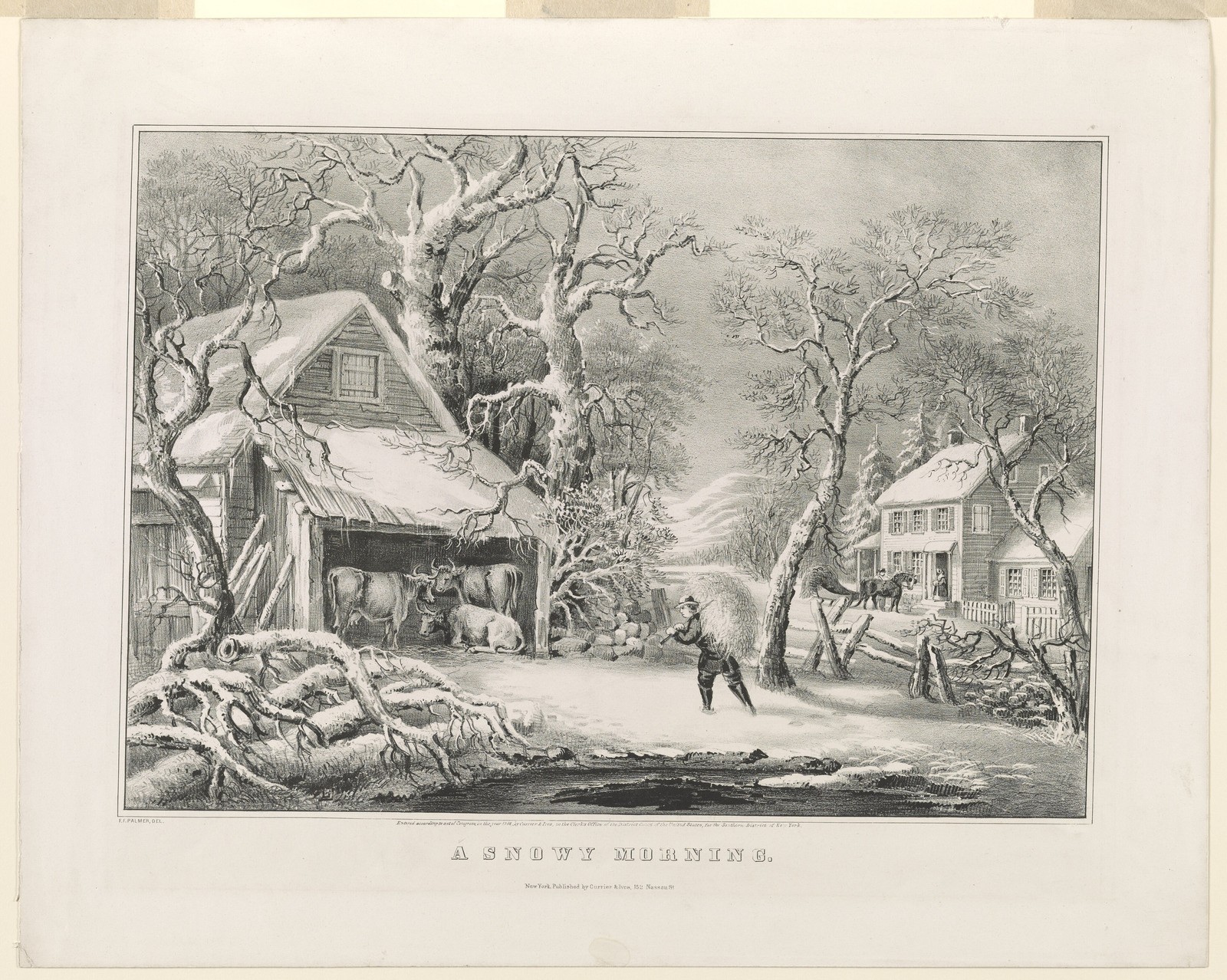 Snowy Morning Vintage 1864 Winter Scene Glossy Photo Reprint Wall Art