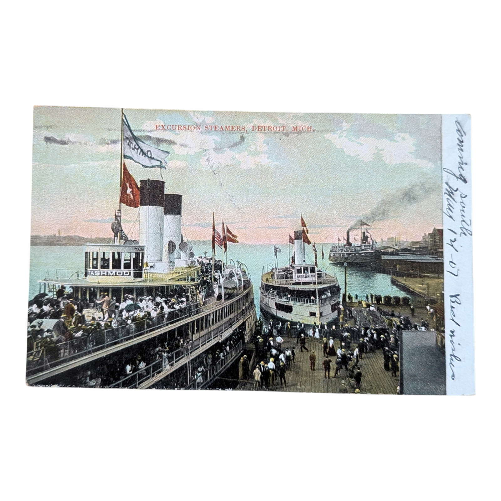 Antique Postcard Detroit Michigan Excursion Steamers Undivided Back