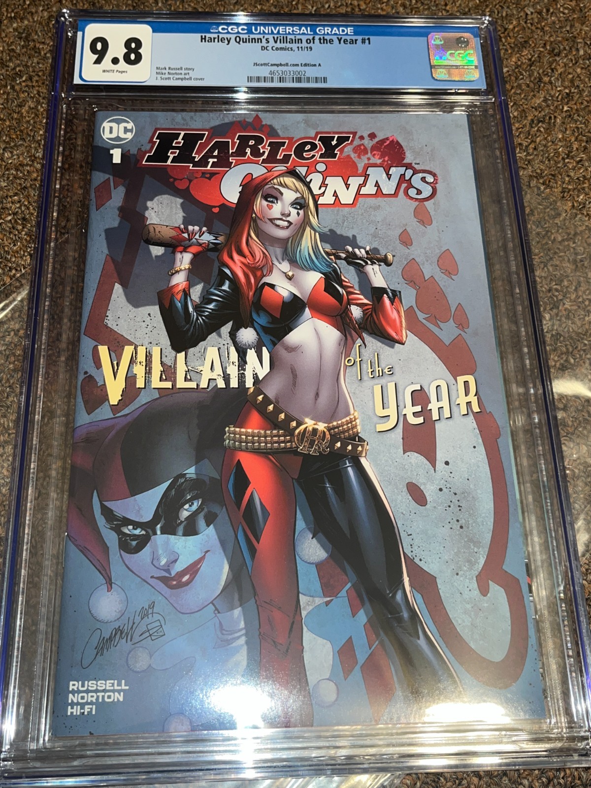 Harley Quinn’s Villain of the Year 1, J Scott Campbell A Variant CGC Graded 9.8
