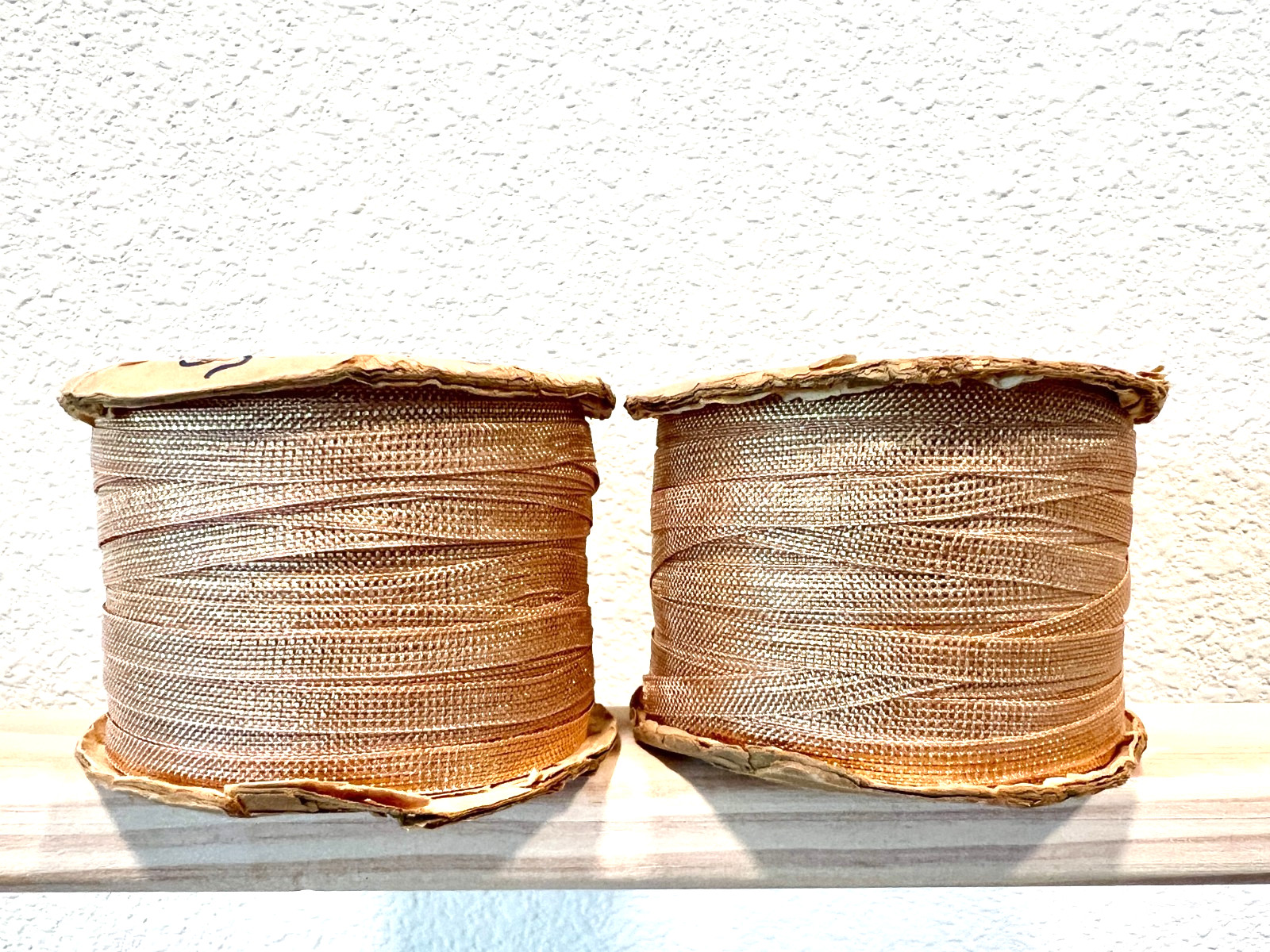 Vintage Spools of Gold Woven Edge Ribbon Made in France Reynolds Rayon Tinsel