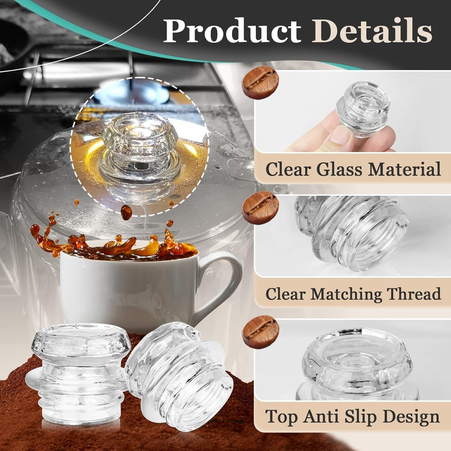 4Pcs Coffee Percolator Glass Top Replacement – Percolator Glass Top Compatible w