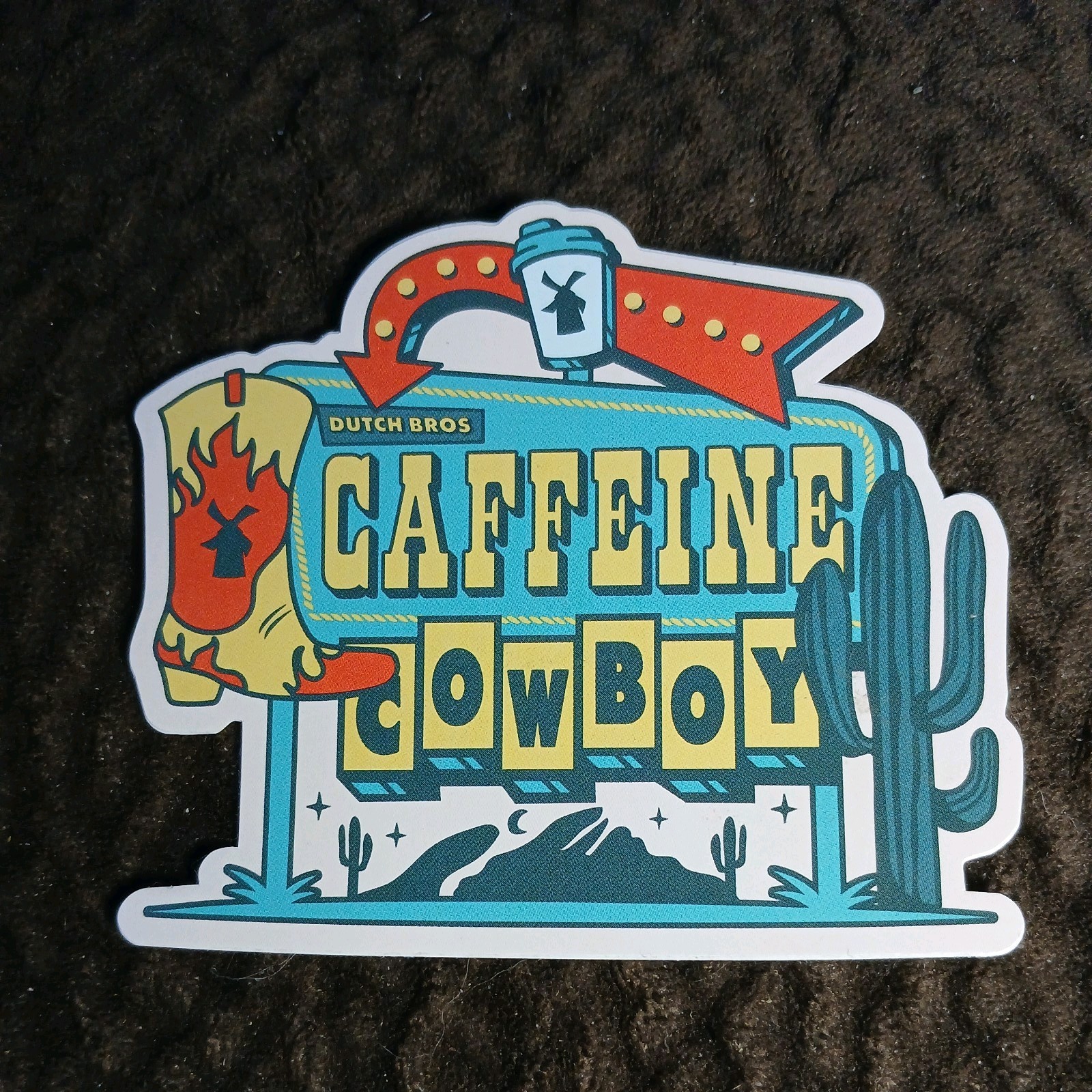 Dutch Bros Sticker August 6th 2025 Caffeine Cowboy Cactus Boot