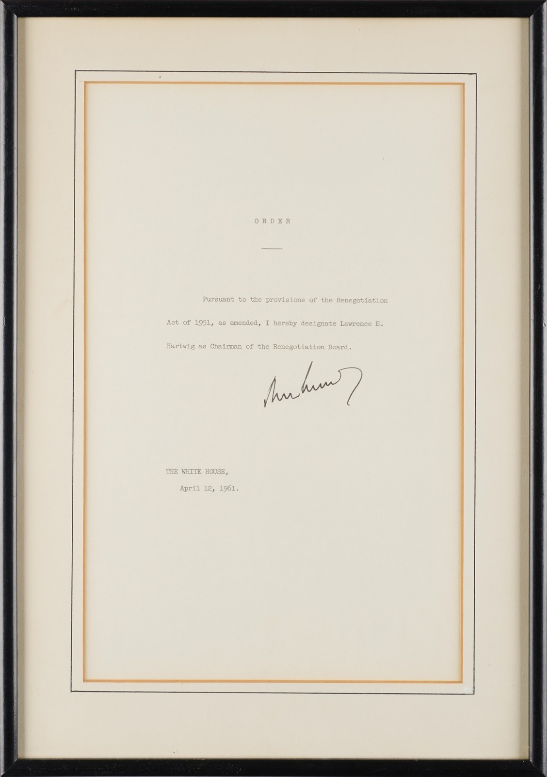 John F Kennedy JFK Signed Auto April 12 1961 Presidential Order Document GRAD
